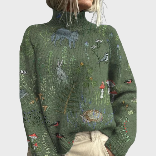 HANA Acogedor Jersey de Punto con Estampado