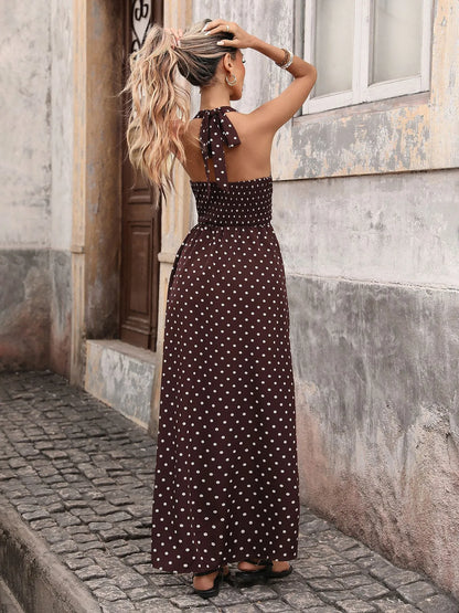 Valeria | Vestido Largo Halter con Lunares